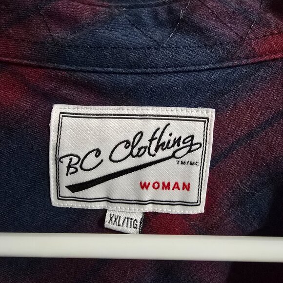 Red/Blue Flannel Shirt Dress - Picture 2 of 3